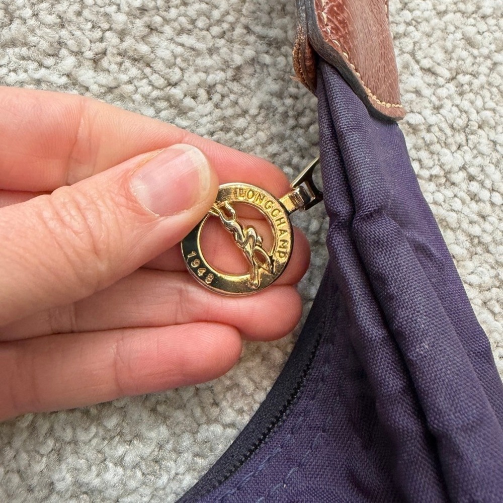 Longchamp Le Pliage Hobo Crossbody Bag Purple Nylon Casual Purse Travel - Picture 7 of 11